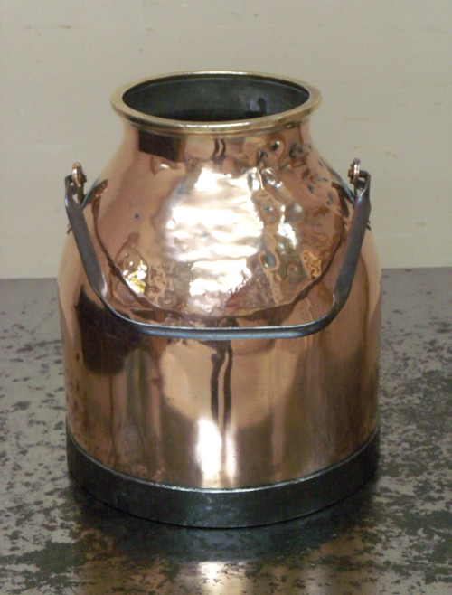 old copper milk churn
